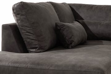 Copenhagen 5-seters Venstrevendt U-formet Sofa med Divan og Sjeselong i Kunstlær - Mørk grå - Møbler - Sofaer - U-sofa
