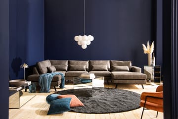 Copenhagen 5-seters Venstrevendt U-formet Sofa med Divan og Sjeselong i Kunstlær - Mørk grå - Møbler - Sofaer - U-sofa