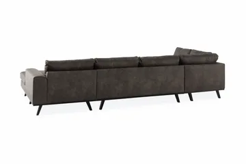 Copenhagen 5-seters Venstrevendt U-formet Sofa med Divan og Sjeselong i Kunstlær - Mørk grå - Møbler - Sofaer - U-sofa