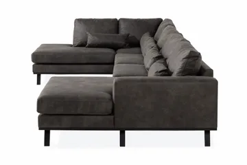 Copenhagen 5-seters Venstrevendt U-formet Sofa med Divan og Sjeselong i Kunstlær - Mørk grå - Møbler - Sofaer - U-sofa