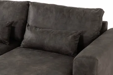 Copenhagen 5-seters Venstrevendt U-formet Sofa med Divan og Sjeselong i Kunstlær - Mørk grå - Møbler - Sofaer - U-sofa