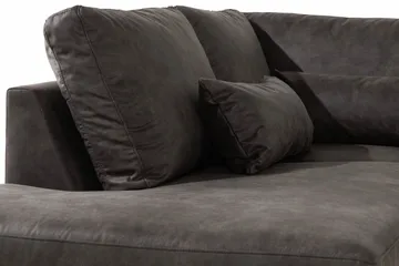 Copenhagen 5-seters Venstrevendt U-formet Sofa med Divan og Sjeselong i Kunstlær - Mørk grå - Møbler - Sofaer - U-sofa