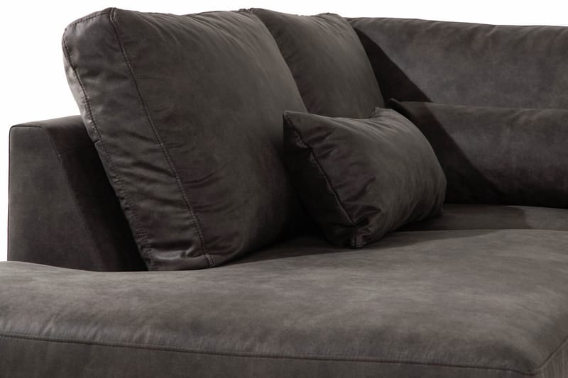 Copenhagen 5-seters Venstrevendt U-formet Sofa med Divan og Sjeselong i Kunstlær - Mørk grå - Møbler - Sofaer - U-sofa
