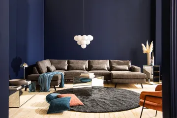 Copenhagen 5-seters Venstrevendt U-formet Sofa med Divan og Sjeselong i Kunstlær - Mørk grå - Møbler - Sofaer - U-sofa