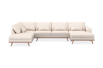Copenhagen 5-seters Venstrevendt U-formet Sofa med Divan og Sjeselong i Manchester - Beige - Møbler - Sofaer - U-sofa