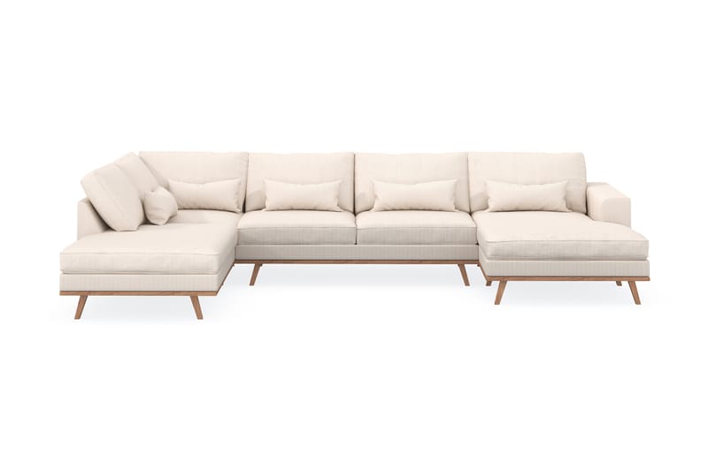 Copenhagen 5-seters Venstrevendt U-formet Sofa med Divan og Sjeselong i Manchester - Beige - Møbler - Sofaer - U-sofa