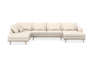 Copenhagen 5-seters Venstrevendt U-formet Sofa med Divan og Sjeselong i Manchester - Beige - Møbler - Sofaer - U-sofa