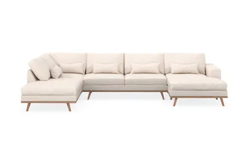 Copenhagen 5-seters Venstrevendt U-formet Sofa med Divan og Sjeselong i Manchester - Beige - Møbler - Sofaer - U-sofa
