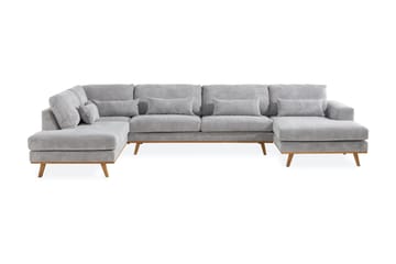 Copenhagen 5-seters Venstrevendt U-formet Sofa med Divan og Sjeselong i Manchester - Lys grå - Møbler - Sofaer - U-sofa