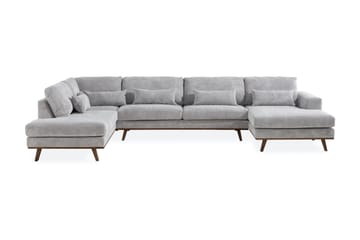 Copenhagen 5-seters Venstrevendt U-formet Sofa med Divan og Sjeselong i Manchester - Lys grå - Møbler - Sofaer - U-sofa