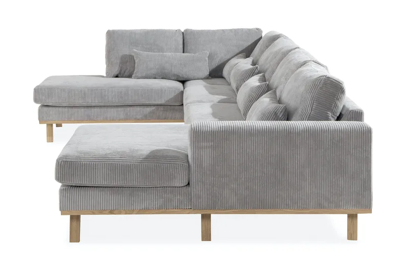 Copenhagen 5-seters Venstrevendt U-formet Sofa med Divan og Sjeselong i Manchester - Lys grå - Møbler - Sofaer - U-sofa