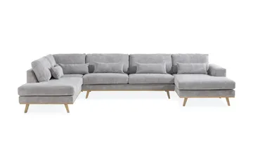 Copenhagen 5-seters Venstrevendt U-formet Sofa med Divan og Sjeselong i Manchester - Lys grå - Møbler - Sofaer - U-sofa