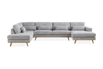 Copenhagen 5-seters Venstrevendt U-formet Sofa med Divan og Sjeselong i Manchester - Lys grå - Møbler - Sofaer - U-sofa