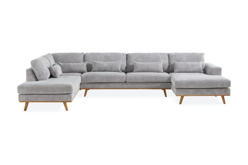 Copenhagen 5-seters Venstrevendt U-formet Sofa med Divan og Sjeselong i Manchester - Lys grå - Møbler - Sofaer - U-sofa