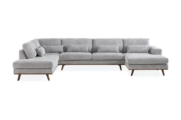 Copenhagen 5-seters Venstrevendt U-formet Sofa med Divan og Sjeselong i Manchester - Lys grå - Møbler - Sofaer - U-sofa