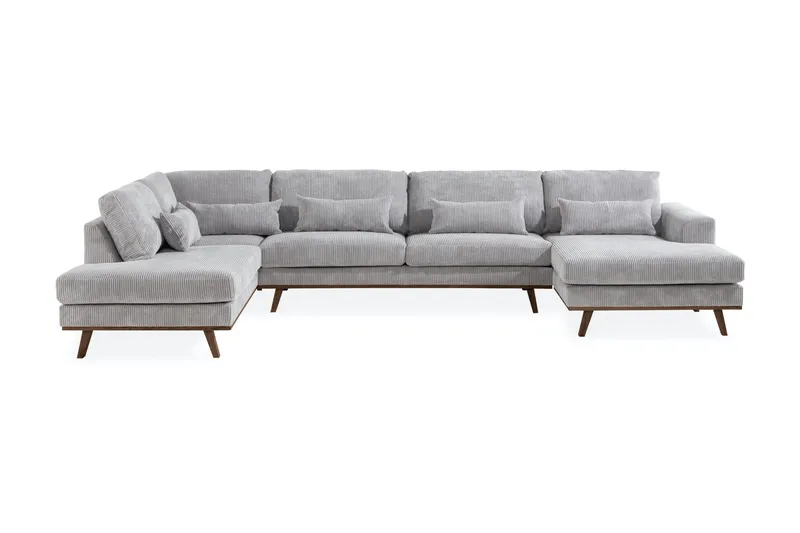 Copenhagen 5-seters Venstrevendt U-formet Sofa med Divan og Sjeselong i Manchester - Lys grå - Møbler - Sofaer - U-sofa