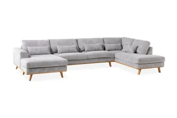 Copenhagen 5-seters Venstrevendt U-formet Sofa med Divan og Sjeselong i Manchester - Lys grå - Møbler - Sofaer - U-sofa