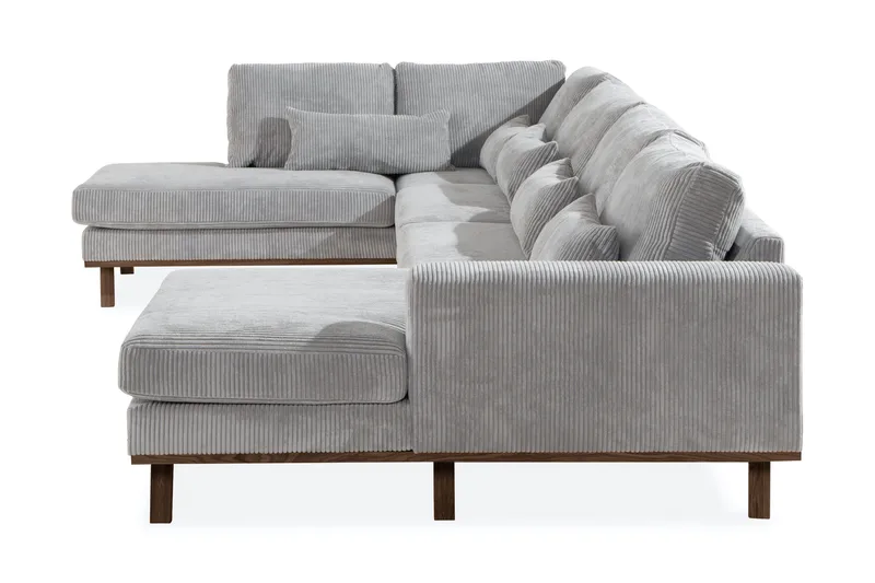 Copenhagen 5-seters Venstrevendt U-formet Sofa med Divan og Sjeselong i Manchester - Lys grå - Møbler - Sofaer - U-sofa