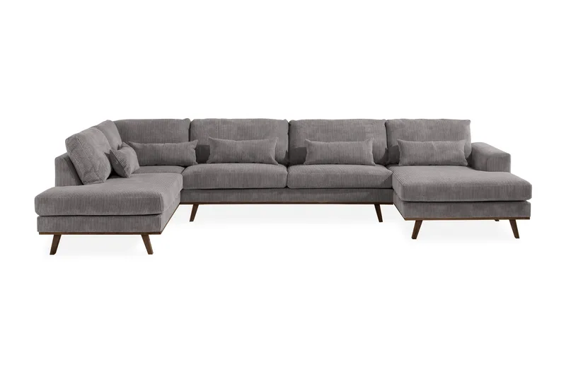 Copenhagen 5-seters Venstrevendt U-formet Sofa med Divan og Sjeselong i Manchester - Mørk grå - Møbler - Sofaer - U-sofa