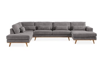 Copenhagen 5-seters Venstrevendt U-formet Sofa med Divan og Sjeselong i Manchester - Mørk grå - Møbler - Sofaer - U-sofa