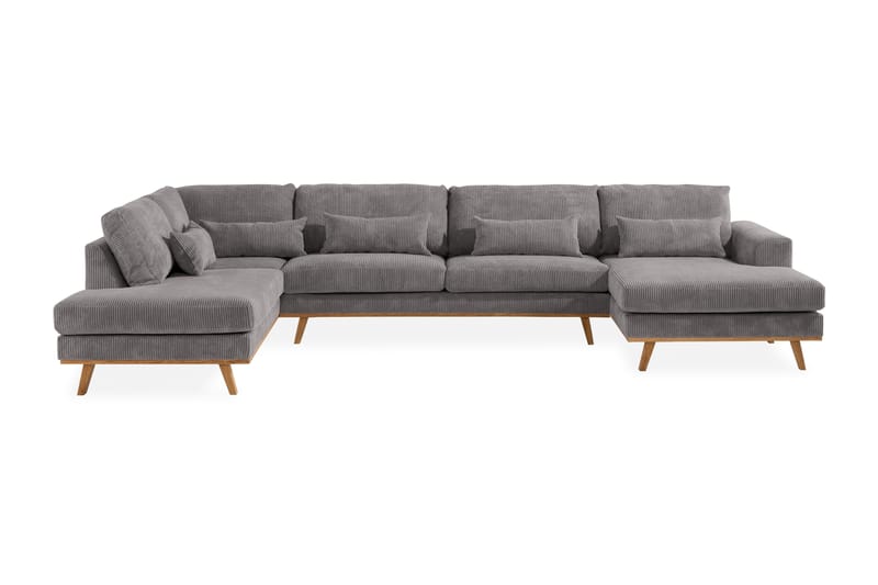 Copenhagen 5-seters Venstrevendt U-formet Sofa med Divan og Sjeselong i Manchester - Mørk grå - Møbler - Sofaer - U-sofa