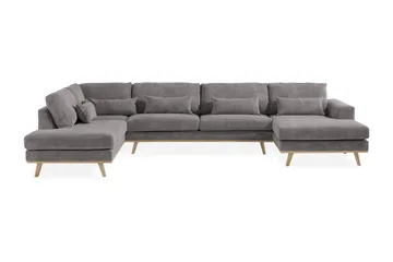 Copenhagen 5-seters Venstrevendt U-formet Sofa med Divan og Sjeselong i Manchester - Mørk grå - Møbler - Sofaer - U-sofa