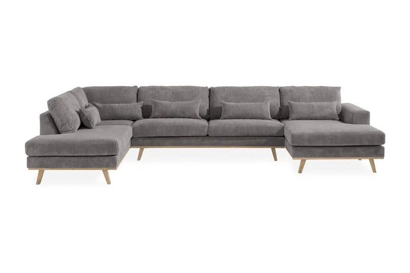 Copenhagen 5-seters Venstrevendt U-formet Sofa med Divan og Sjeselong i Manchester - Mørk grå - Møbler - Sofaer - U-sofa
