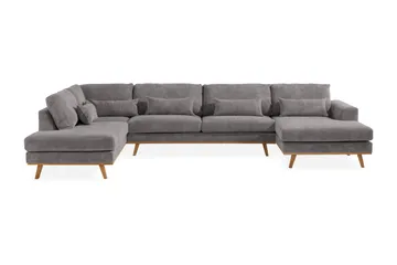 Copenhagen 5-seters Venstrevendt U-formet Sofa med Divan og Sjeselong i Manchester - Mørk grå - Møbler - Sofaer - U-sofa
