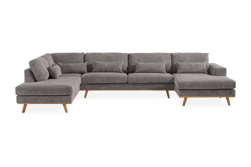 Copenhagen 5-seters Venstrevendt U-formet Sofa med Divan og Sjeselong i Manchester - Mørk grå - Møbler - Sofaer - U-sofa