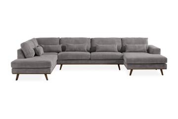 Copenhagen 5-seters Venstrevendt U-formet Sofa med Divan og Sjeselong i Manchester - Mørk grå - Møbler - Sofaer - U-sofa