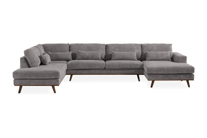 Copenhagen 5-seters Venstrevendt U-formet Sofa med Divan og Sjeselong i Manchester - Mørk grå - Møbler - Sofaer - U-sofa