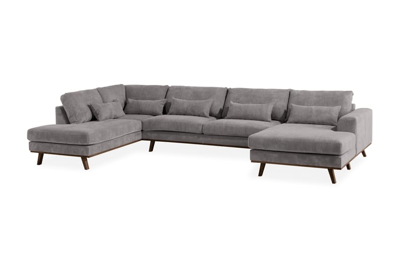 Copenhagen 5-seters Venstrevendt U-formet Sofa med Divan og Sjeselong i Manchester - Mørk grå - Møbler - Sofaer - U-sofa