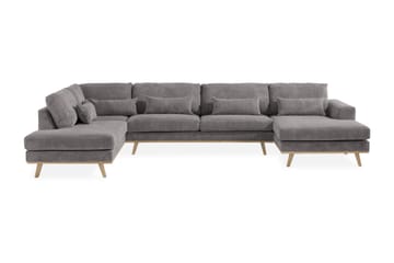 Copenhagen 5-seters Venstrevendt U-formet Sofa med Divan og Sjeselong i Manchester - Mørk grå - Møbler - Sofaer - U-sofa