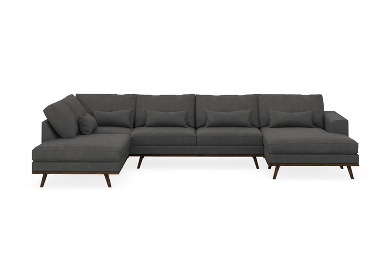 Copenhagen 5-seters Venstrevendt U-formet Sofa med Divan og Sjeselong i Manchester - Mørk grå - Møbler - Sofaer - U-sofa