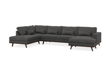 Copenhagen 5-seters Venstrevendt U-formet Sofa med Divan og Sjeselong i Manchester - Mørk grå - Møbler - Sofaer - U-sofa