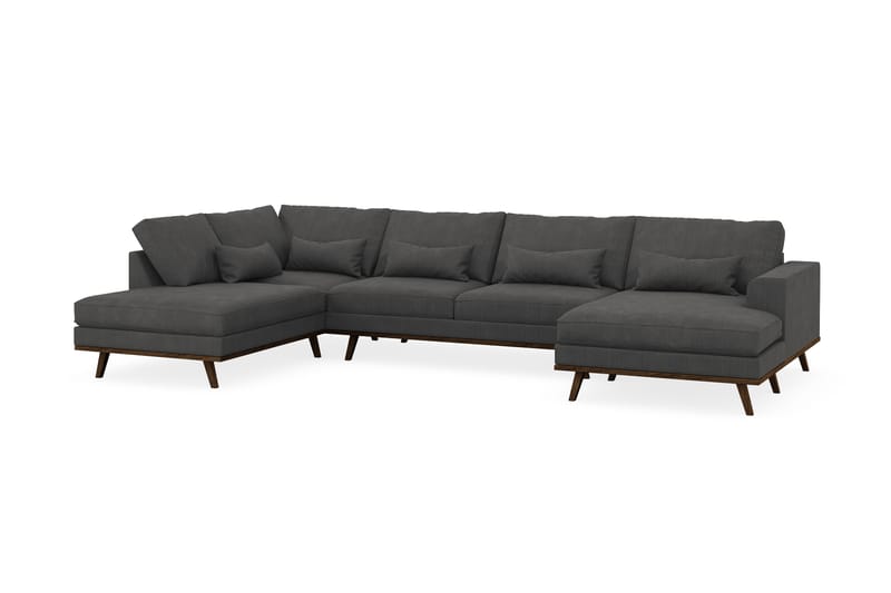 Copenhagen 5-seters Venstrevendt U-formet Sofa med Divan og Sjeselong i Manchester - Mørk grå - Møbler - Sofaer - U-sofa