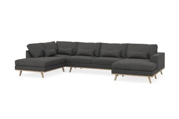Copenhagen 5-seters Venstrevendt U-formet Sofa med Divan og Sjeselong i Manchester - Mørk grå - Møbler - Sofaer - U-sofa