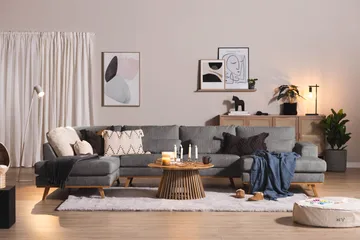 Copenhagen 5-seters Venstrevendt U-formet Sofa med Divan og Sjeselong i Manchester - Mørk grå - Møbler - Sofaer - U-sofa