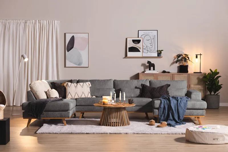 Copenhagen 5-seters Venstrevendt U-formet Sofa med Divan og Sjeselong i Manchester - Mørk grå - Møbler - Sofaer - U-sofa