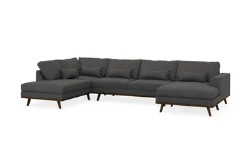 Copenhagen 5-seters Venstrevendt U-formet Sofa med Divan og Sjeselong i Manchester - Mørk grå - Møbler - Sofaer - U-sofa