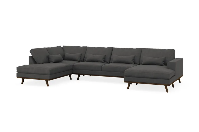 Copenhagen 5-seters Venstrevendt U-formet Sofa med Divan og Sjeselong i Manchester - Mørk grå - Møbler - Sofaer - U-sofa