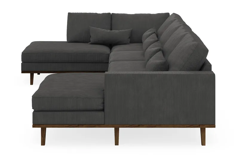 Copenhagen 5-seters Venstrevendt U-formet Sofa med Divan og Sjeselong i Manchester - Mørk grå - Møbler - Sofaer - U-sofa