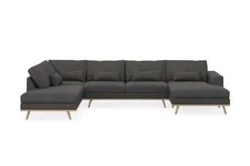 Copenhagen 5-seters Venstrevendt U-formet Sofa med Divan og Sjeselong i Manchester - Mørk grå - Møbler - Sofaer - U-sofa