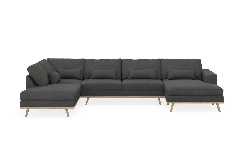 Copenhagen 5-seters Venstrevendt U-formet Sofa med Divan og Sjeselong i Manchester - Mørk grå - Møbler - Sofaer - U-sofa