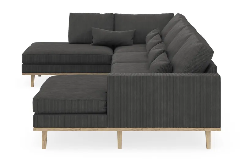 Copenhagen 5-seters Venstrevendt U-formet Sofa med Divan og Sjeselong i Manchester - Mørk grå - Møbler - Sofaer - U-sofa
