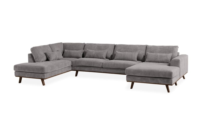 Copenhagen 5-seters Venstrevendt U-formet Sofa med Divan og Sjeselong i Manchester - Mørk grå - Møbler - Sofaer - U-sofa