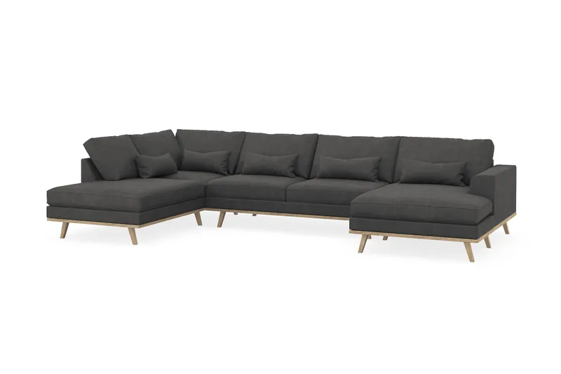 Copenhagen 5-seters Venstrevendt U-formet Sofa med Divan og Sjeselong i Manchester - Mørk grå - Møbler - Sofaer - U-sofa