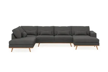 Copenhagen 5-seters Venstrevendt U-formet Sofa med Divan og Sjeselong i Manchester - Mørk grå - Møbler - Sofaer - U-sofa