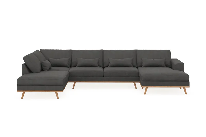 Copenhagen 5-seters Venstrevendt U-formet Sofa med Divan og Sjeselong i Manchester - Mørk grå - Møbler - Sofaer - U-sofa