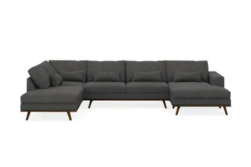 Copenhagen 5-seters Venstrevendt U-formet Sofa med Divan og Sjeselong i Manchester - Mørk grå - Møbler - Sofaer - U-sofa